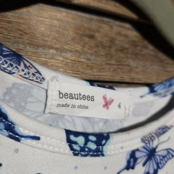 EUC Beautees size 4 front tie Shirt with butterflies - Picture 3 of 3